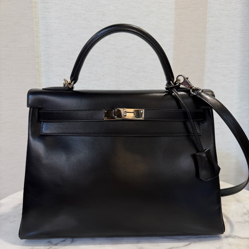 Hermes 黑Box皮銀釦Kelly 32-0
