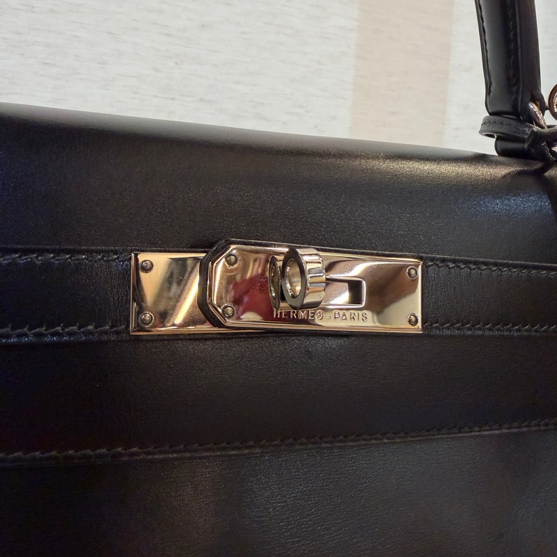 Hermes 黑Box皮銀釦Kelly 32-1