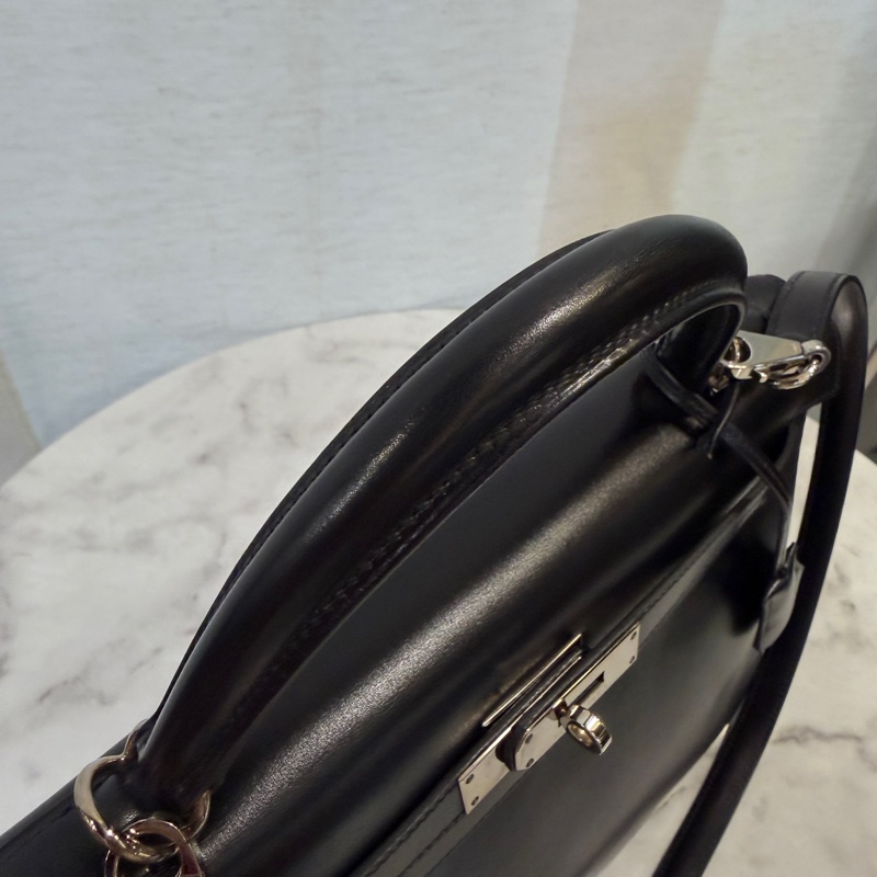 Hermes 黑Box皮銀釦Kelly 32-6