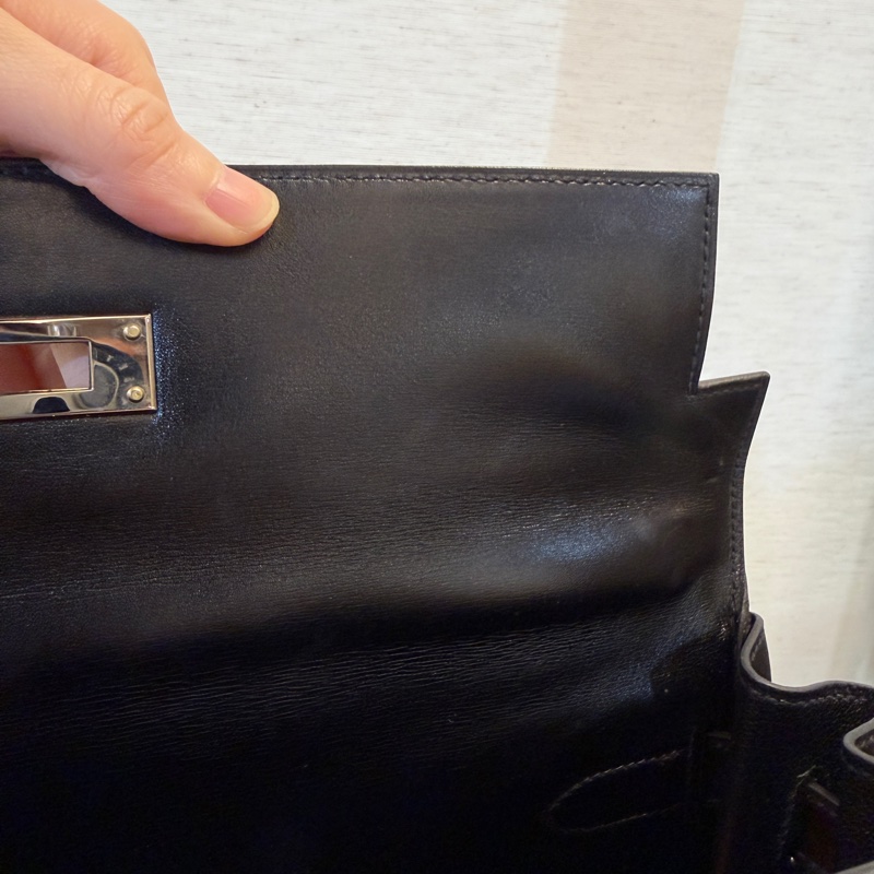 Hermes 黑Box皮銀釦Kelly 32-14
