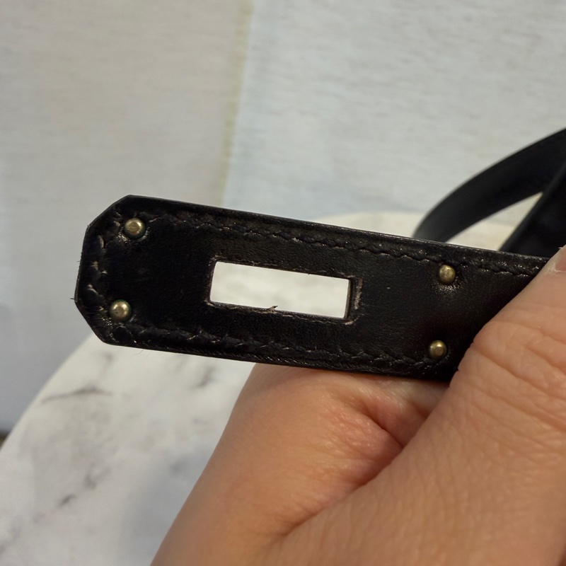 Hermes 黑Box皮銀釦Kelly 32-19