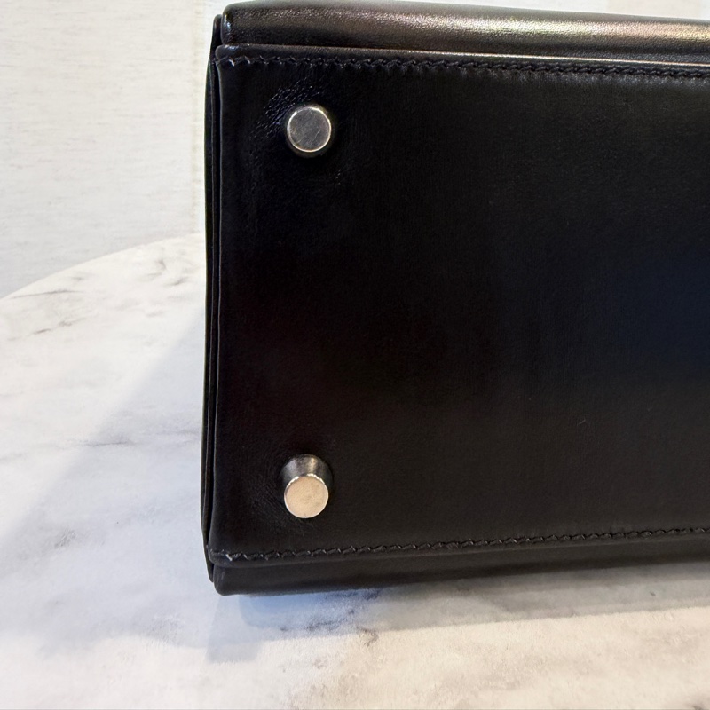 Hermes 黑Box皮銀釦Kelly 32-21