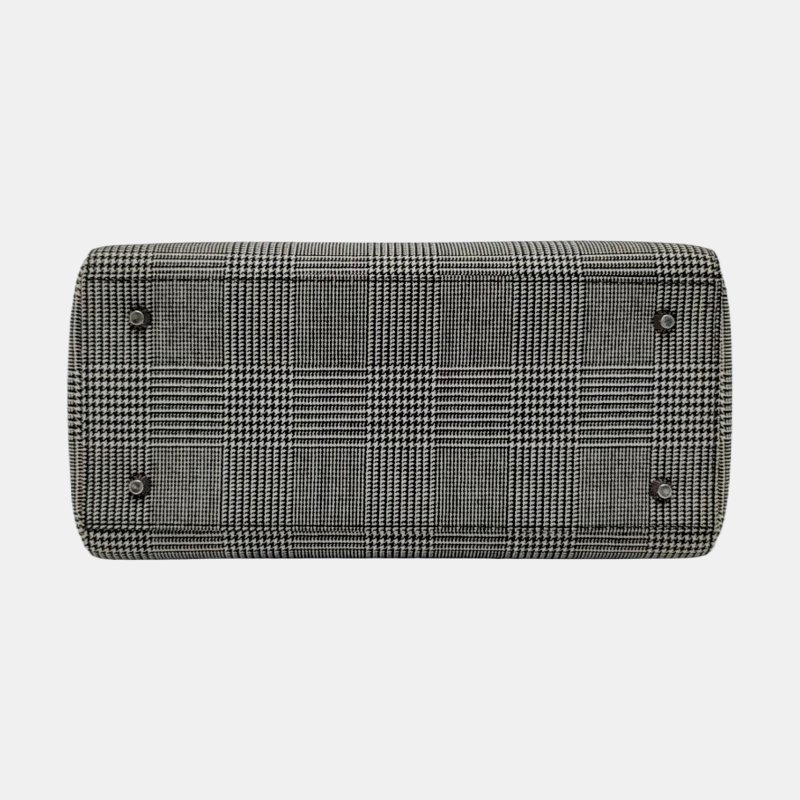 DIOR Lady Dior中號灰色帆布戴妃包手提包銀色五金-5