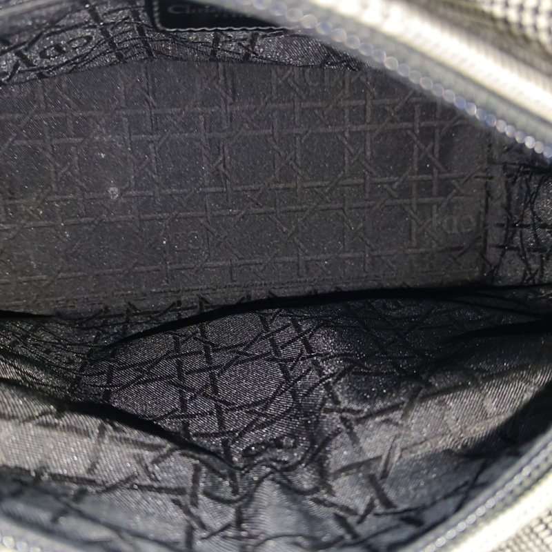 DIOR Lady Dior中號灰色帆布戴妃包手提包銀色五金-6