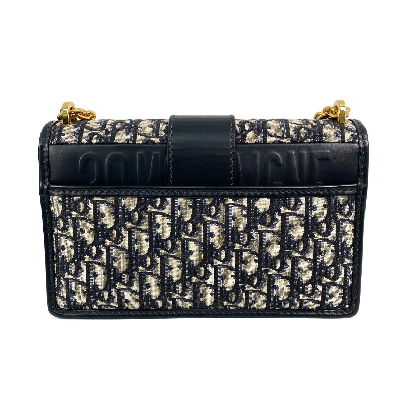 △ Dior 迪奧 Navy And Beige Canvas 30 Montaigne Oblique Chain Shoulder Bag 深藍色和淺褐色帆布鎖鏈肩背袋 - 257027149-2