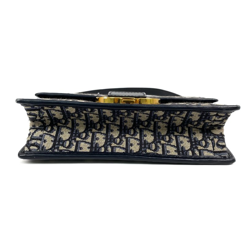 △ Dior 迪奧 Navy And Beige Canvas 30 Montaigne Oblique Chain Shoulder Bag 深藍色和淺褐色帆布鎖鏈肩背袋 - 257027149-5