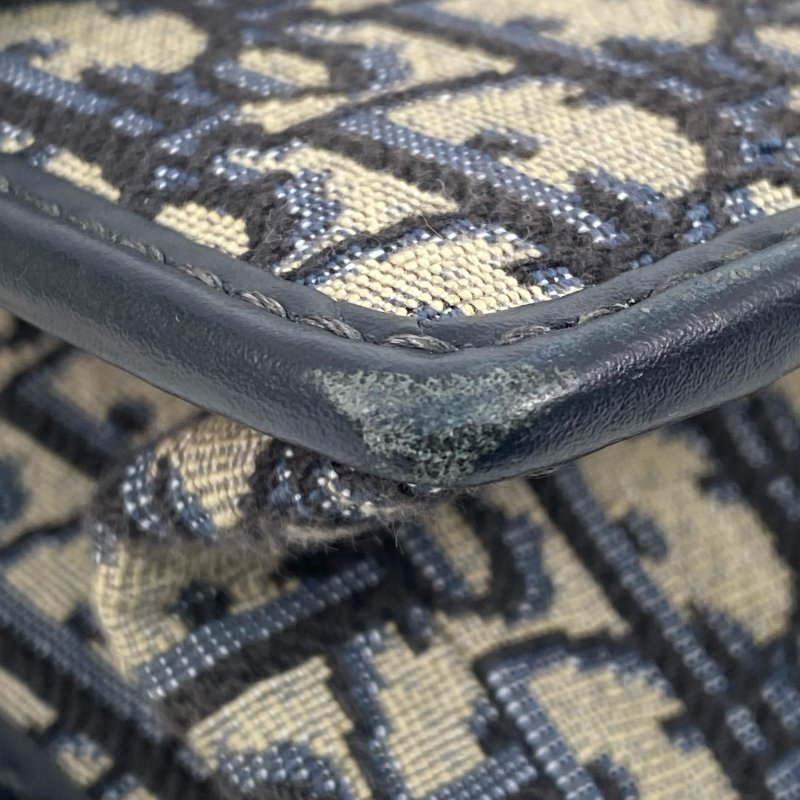 △ Dior 迪奧 Navy And Beige Canvas 30 Montaigne Oblique Chain Shoulder Bag 深藍色和淺褐色帆布鎖鏈肩背袋 - 257027149-8