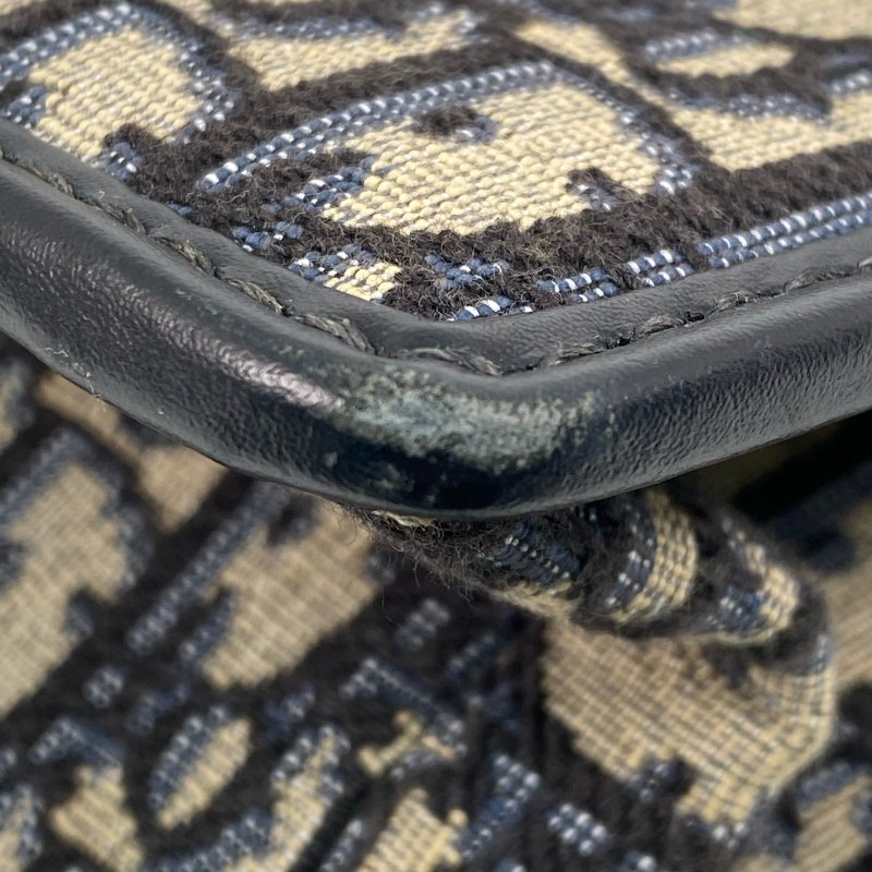 △ Dior 迪奧 Navy And Beige Canvas 30 Montaigne Oblique Chain Shoulder Bag 深藍色和淺褐色帆布鎖鏈肩背袋 - 257027149-9