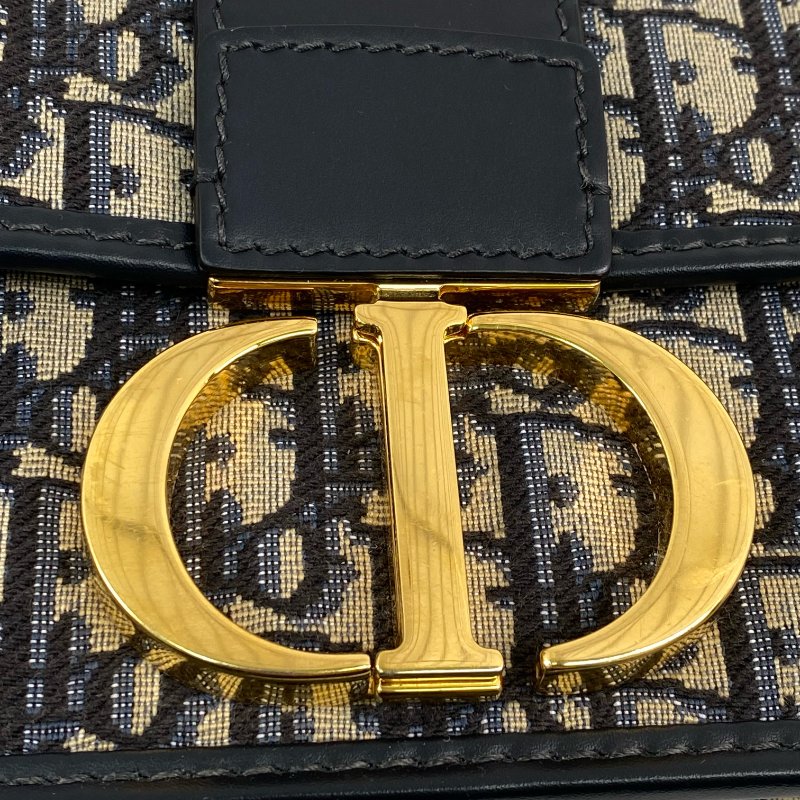 △ Dior 迪奧 Navy And Beige Canvas 30 Montaigne Oblique Chain Shoulder Bag 深藍色和淺褐色帆布鎖鏈肩背袋 - 257027149-12