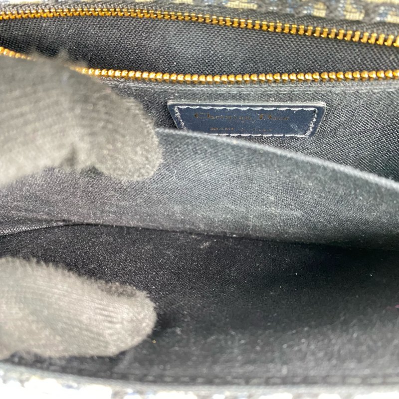 △ Dior 迪奧 Navy And Beige Canvas 30 Montaigne Oblique Chain Shoulder Bag 深藍色和淺褐色帆布鎖鏈肩背袋 - 257027149-17