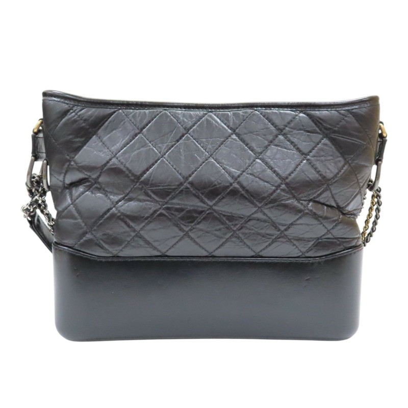 黑色 菱格紋 牛皮 Gabrielle Hobo 流浪包 鏈帶 肩背包【CHANEL 香奈兒】 A93824-1