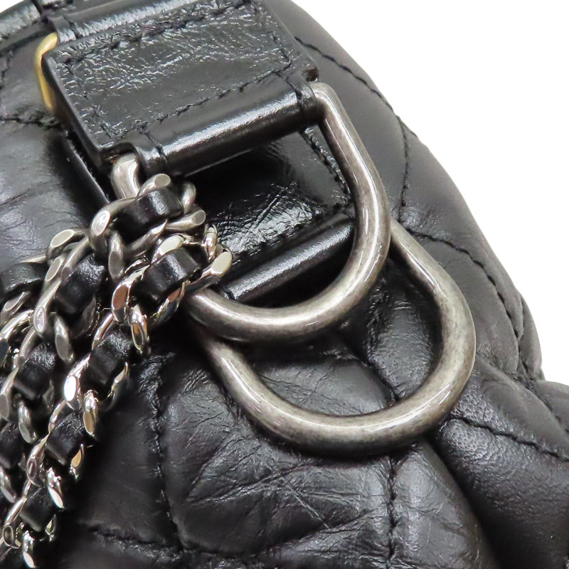 黑色 菱格紋 牛皮 Gabrielle Hobo 流浪包 鏈帶 肩背包【CHANEL 香奈兒】 A93824-15
