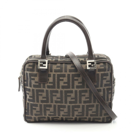 FENDI Zucca 肩挎包 帆布皮革 棕色 二手 女士