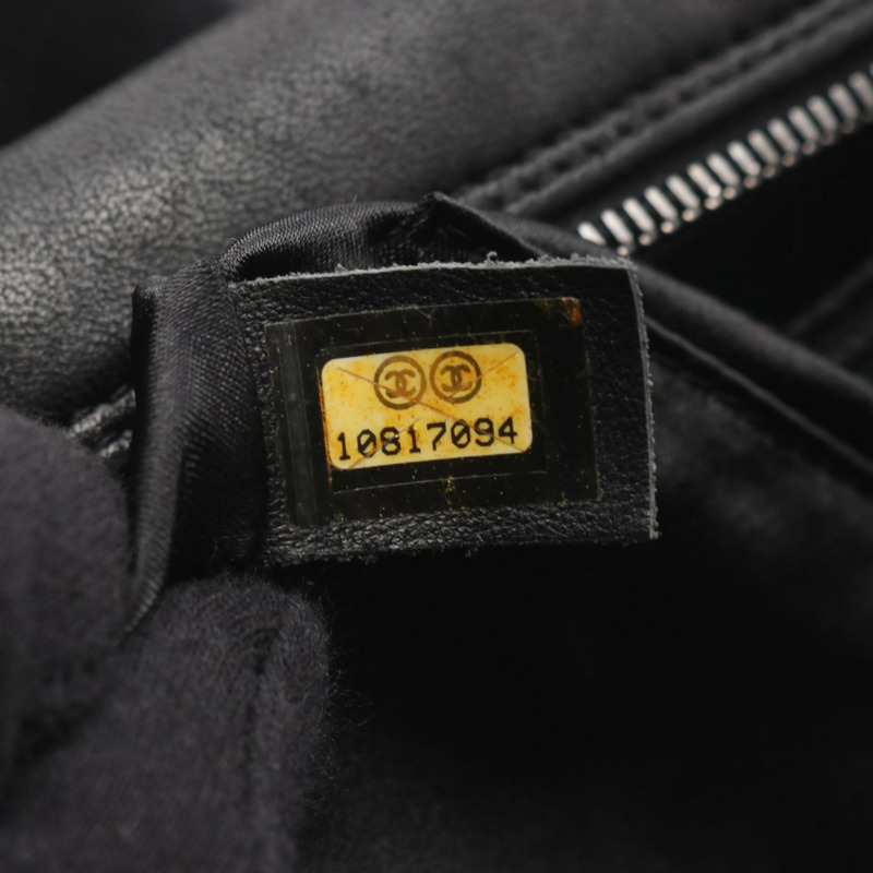 香奈兒 (CHANEL) 女士黑色漆皮羊皮手提包-4