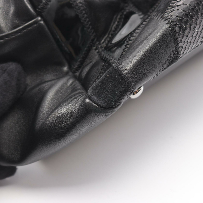 香奈兒 (CHANEL) 女士黑色漆皮羊皮手提包-8