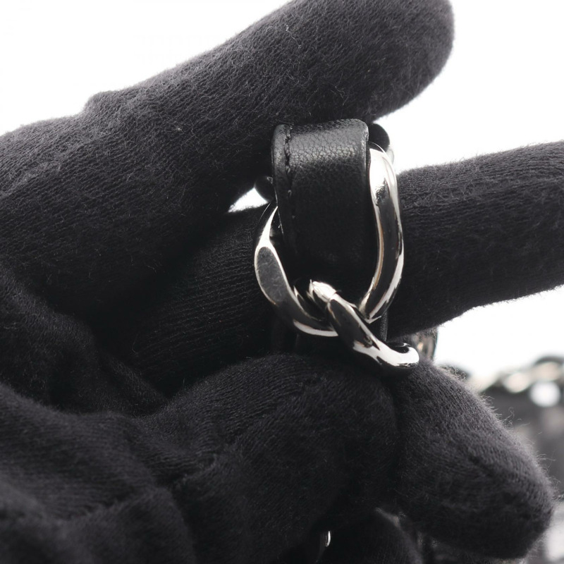 香奈兒 (CHANEL) 女士黑色漆皮羊皮手提包-12