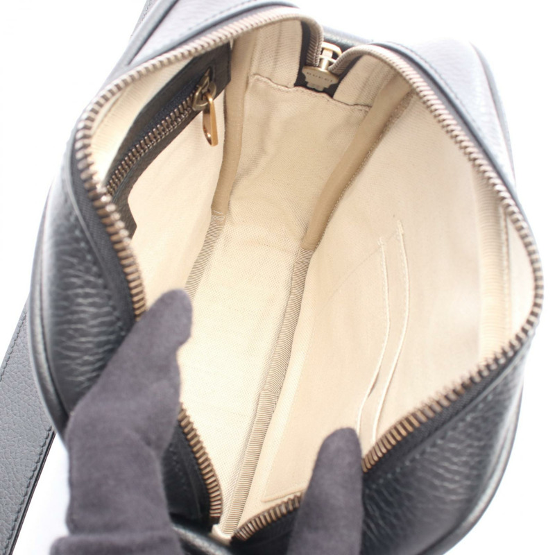 GUCCI 印花肩斜背包 523591 皮革 黑色 多色 二手-2