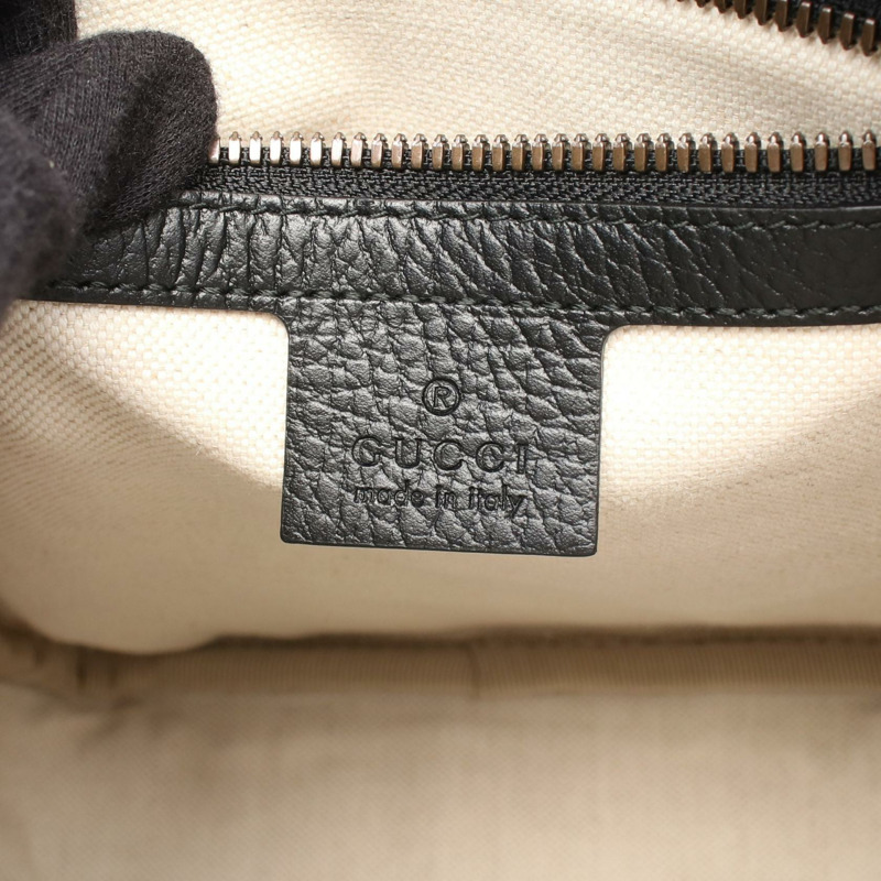 GUCCI 印花肩斜背包 523591 皮革 黑色 多色 二手-3