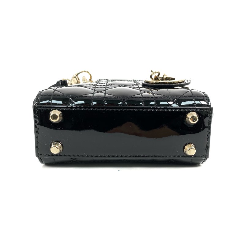 △ Dior 迪奧 Micro Lady Black Patent Leather 2Way Bag 黑色漆皮兩用袋 -257027337-5