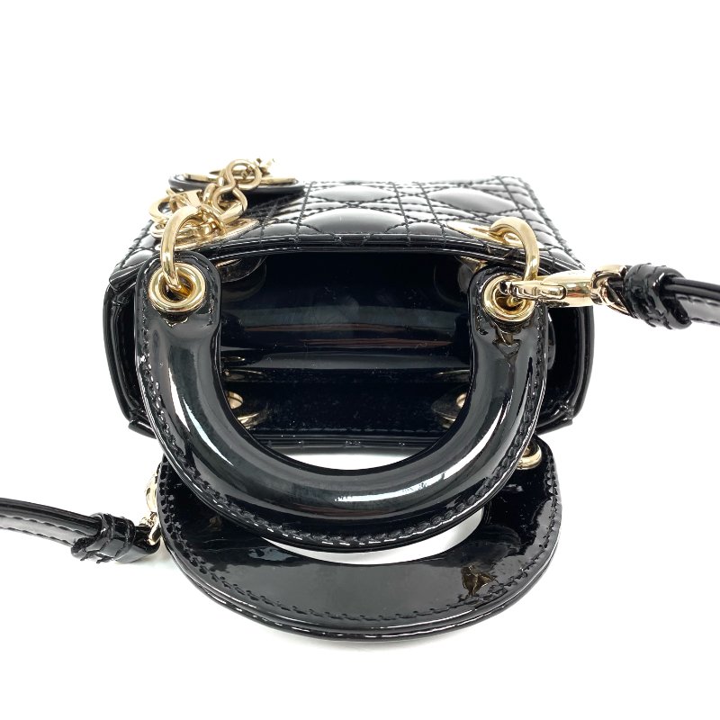 △ Dior 迪奧 Micro Lady Black Patent Leather 2Way Bag 黑色漆皮兩用袋 -257027337-6