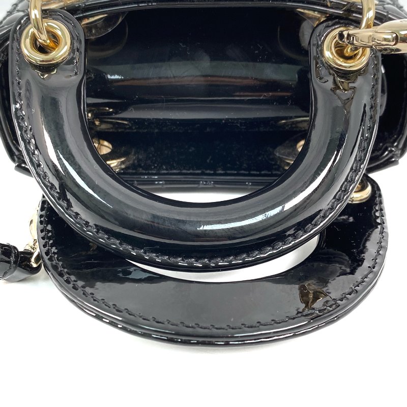 △ Dior 迪奧 Micro Lady Black Patent Leather 2Way Bag 黑色漆皮兩用袋 -257027337-7