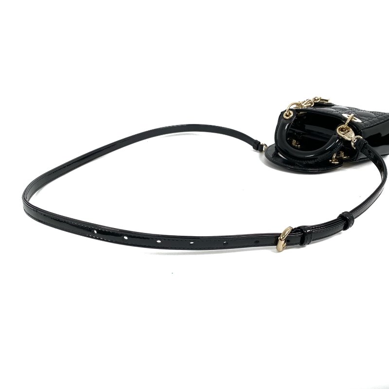△ Dior 迪奧 Micro Lady Black Patent Leather 2Way Bag 黑色漆皮兩用袋 -257027337-8