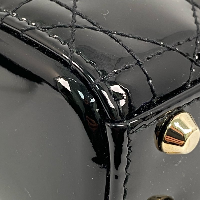 △ Dior 迪奧 Micro Lady Black Patent Leather 2Way Bag 黑色漆皮兩用袋 -257027337-9
