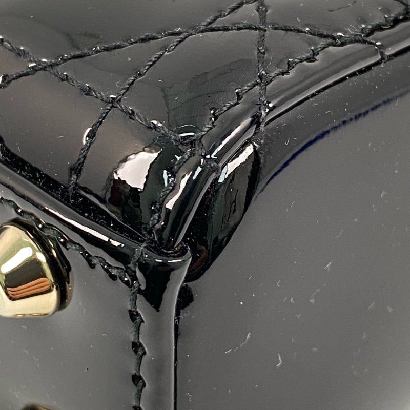 △ Dior 迪奧 Micro Lady Black Patent Leather 2Way Bag 黑色漆皮兩用袋 -257027337-10