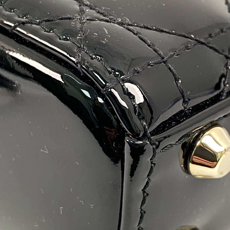 △ Dior 迪奧 Micro Lady Black Patent Leather 2Way Bag 黑色漆皮兩用袋 -257027337-11