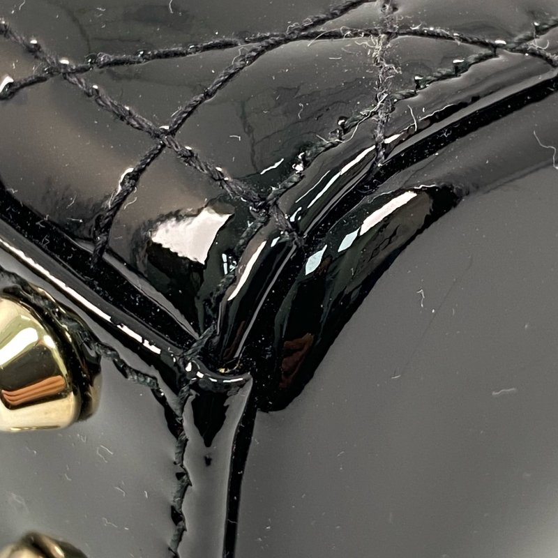 △ Dior 迪奧 Micro Lady Black Patent Leather 2Way Bag 黑色漆皮兩用袋 -257027337-12