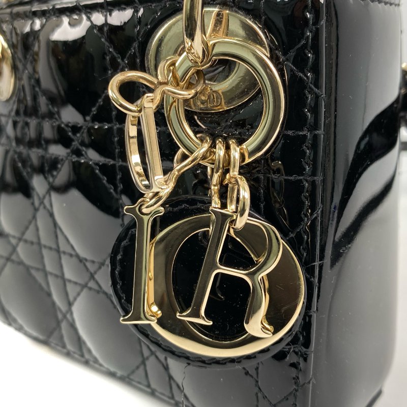 △ Dior 迪奧 Micro Lady Black Patent Leather 2Way Bag 黑色漆皮兩用袋 -257027337-13
