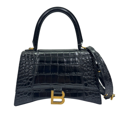 黑色 鱷魚皮 Hourglass XS 兩用包【BALENCIAGA 巴黎世家】 592833