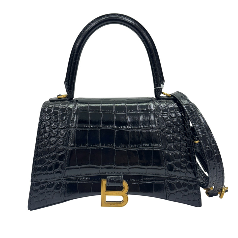 黑色 鱷魚皮 Hourglass XS 兩用包【BALENCIAGA 巴黎世家】 592833-0