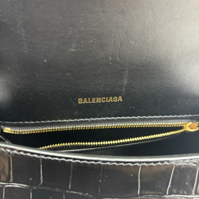 黑色 鱷魚皮 Hourglass XS 兩用包【BALENCIAGA 巴黎世家】 592833-7