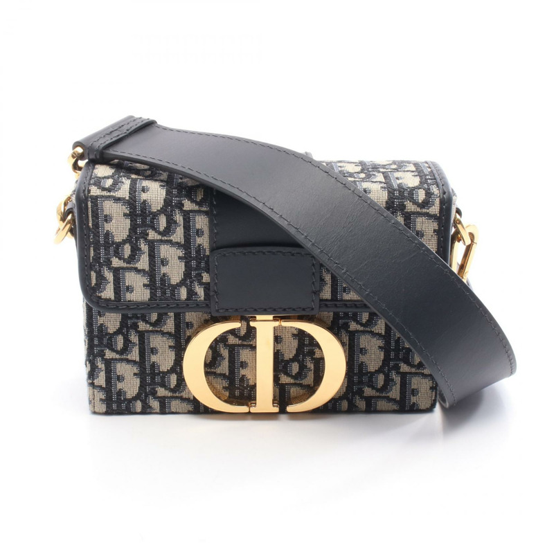 Christian Dior 30 MONTAIGNE Box Bag Oblique Jacquard Shoulder Bag canvas navy-0