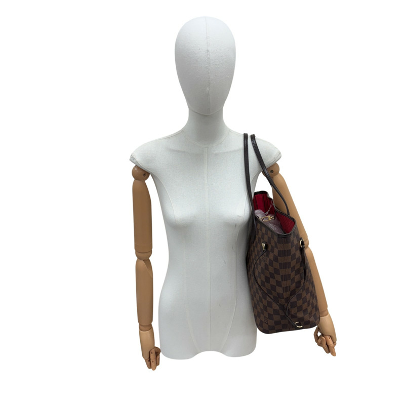 棕色 棋盤格帆布 Neverfull MM 手提包【LOUIS VUITTON LV 路易威登】 N51105-9