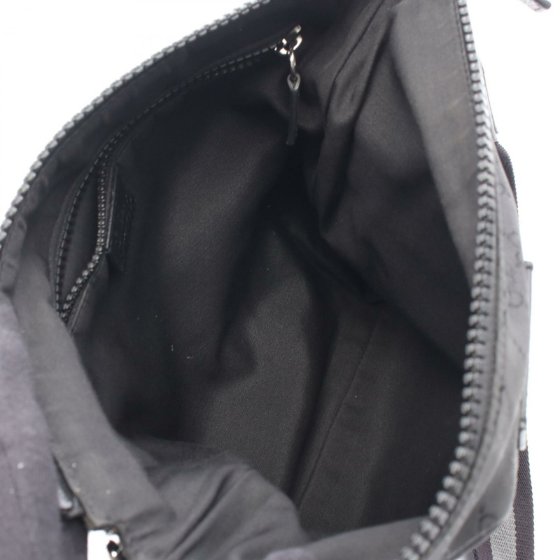 GUCCI GG 尼龍肩斜背包 449184 黑色皮革 二手 男女通用-2