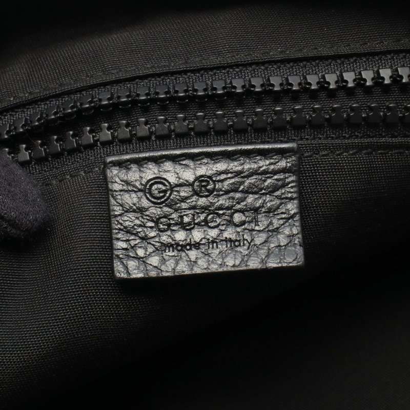 GUCCI GG 尼龍肩斜背包 449184 黑色皮革 二手 男女通用-3
