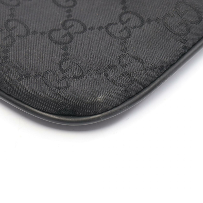 GUCCI GG 尼龍肩斜背包 449184 黑色皮革 二手 男女通用-4