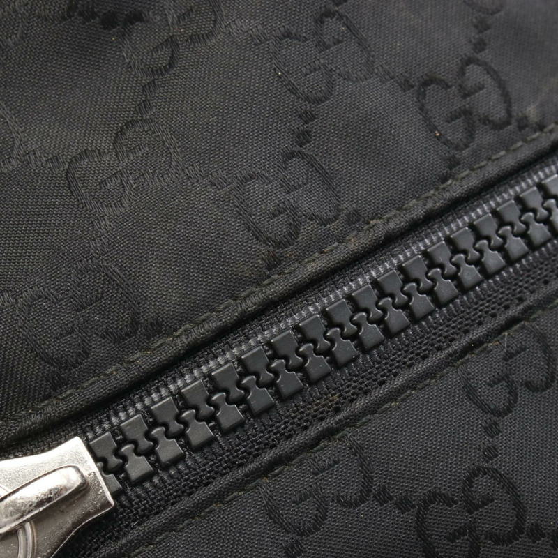 GUCCI GG 尼龍肩斜背包 449184 黑色皮革 二手 男女通用-5