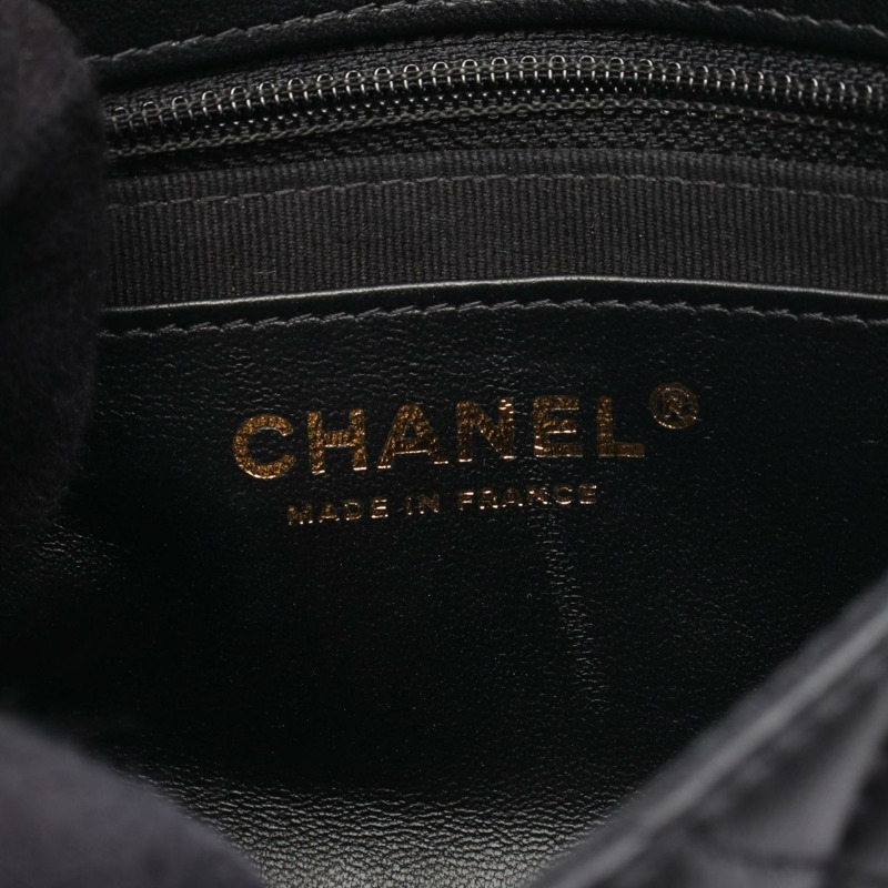 香奈兒迷你絎縫鏈條斜背單肩包 AS3738 黑色皮革二手-3