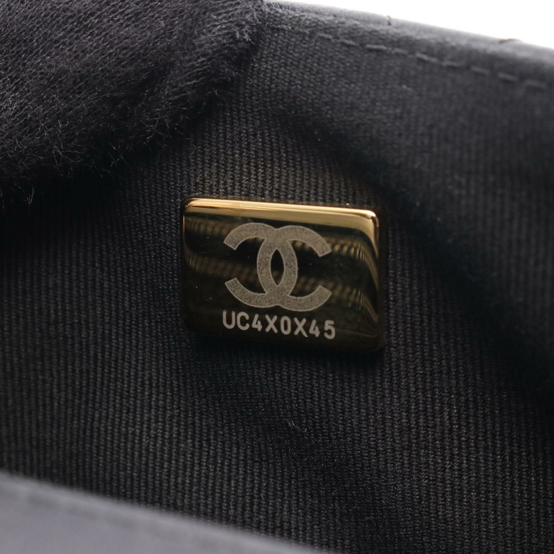 香奈兒迷你絎縫鏈條斜背單肩包 AS3738 黑色皮革二手-4