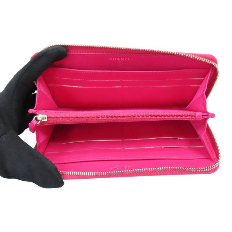 粉紅 菱格紋 羊皮 拉鍊長夾 (無卡)【CHANEL 香奈兒】-4