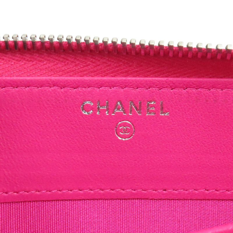 粉紅 菱格紋 羊皮 拉鍊長夾 (無卡)【CHANEL 香奈兒】-8