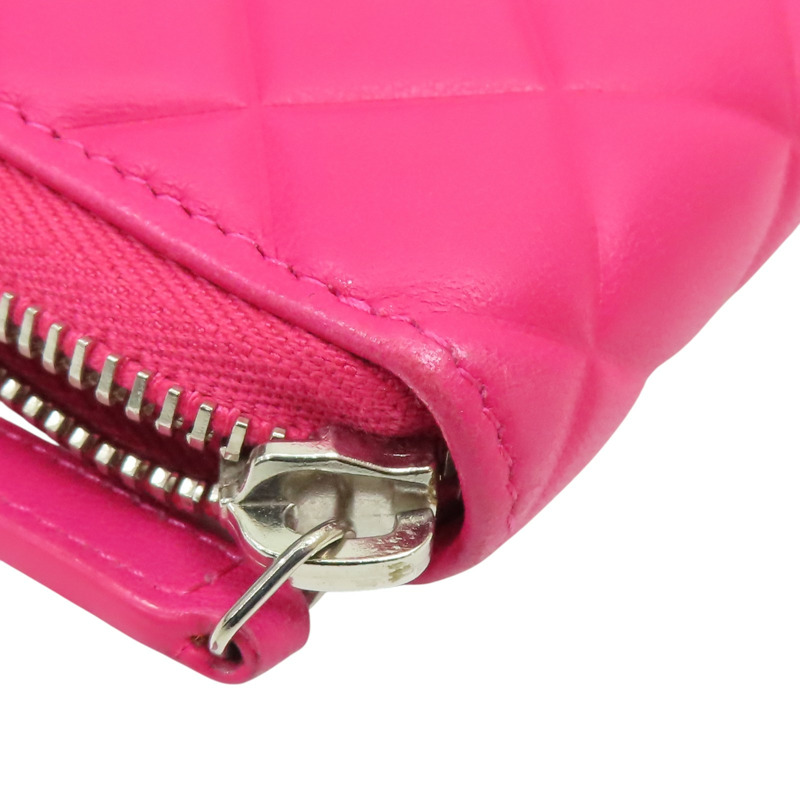 粉紅 菱格紋 羊皮 拉鍊長夾 (無卡)【CHANEL 香奈兒】-12