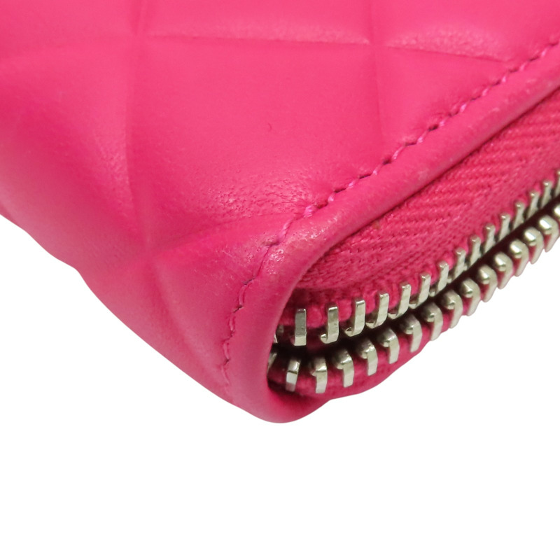 粉紅 菱格紋 羊皮 拉鍊長夾 (無卡)【CHANEL 香奈兒】-15