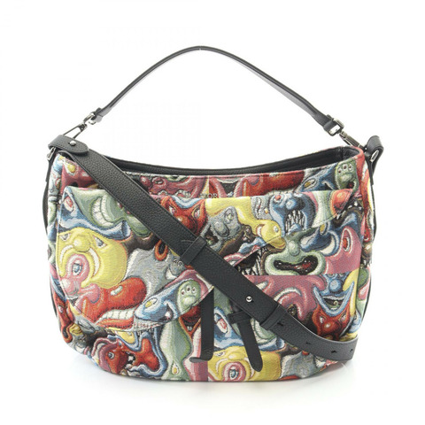 Christian Dior x Kenny Scharf 馬鞍肩斜背包，帆布皮革材質