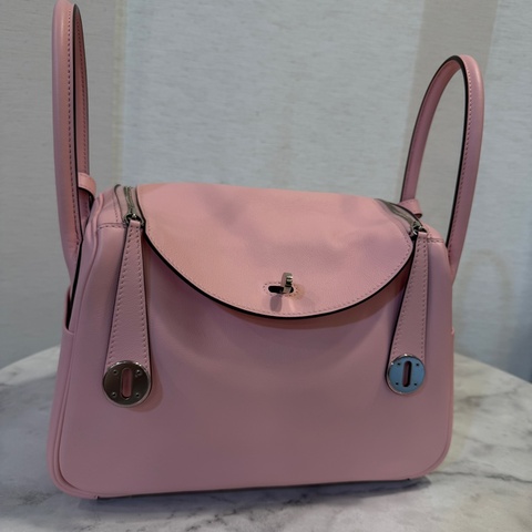 Hermes 3Q櫻花粉Swift皮銀釦Lindy 26