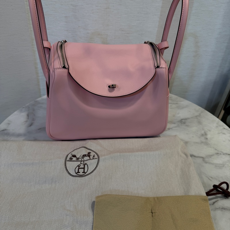 Hermes 3Q櫻花粉Swift皮銀釦Lindy 26-22