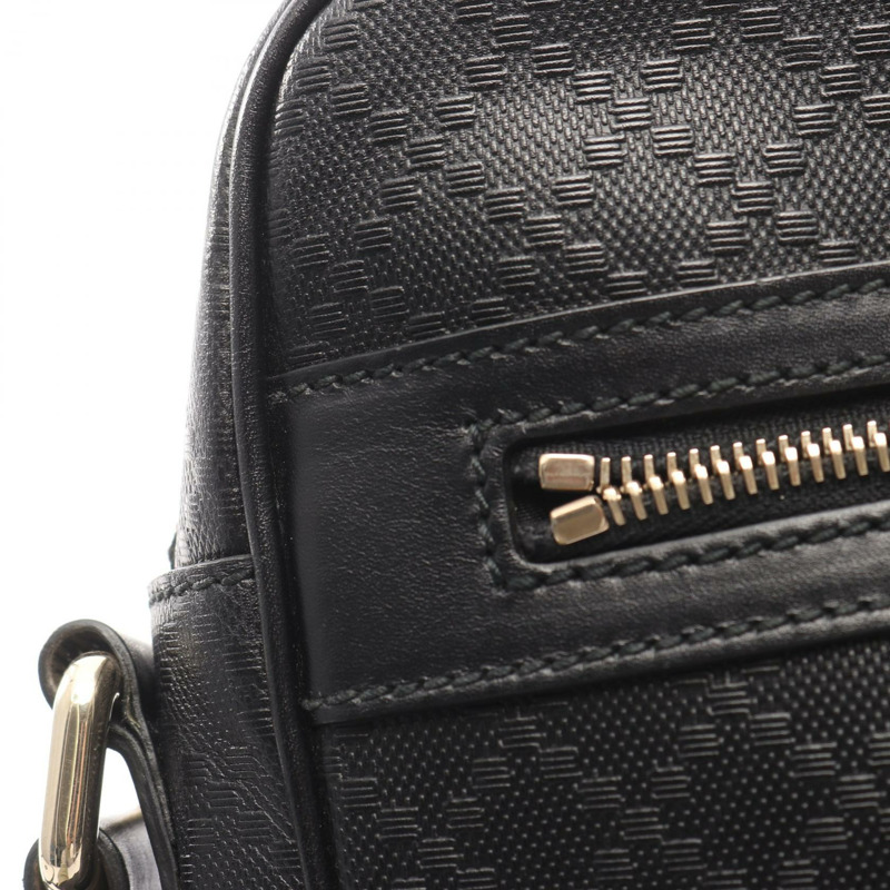 GUCCI Diamante 斜背單肩包 201448 帆布皮革黑色二手女款-5